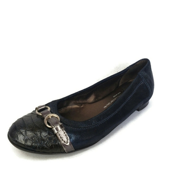 AGL Attilio Giusti Black Leather Snake Print Flats - Picture 1 of 11